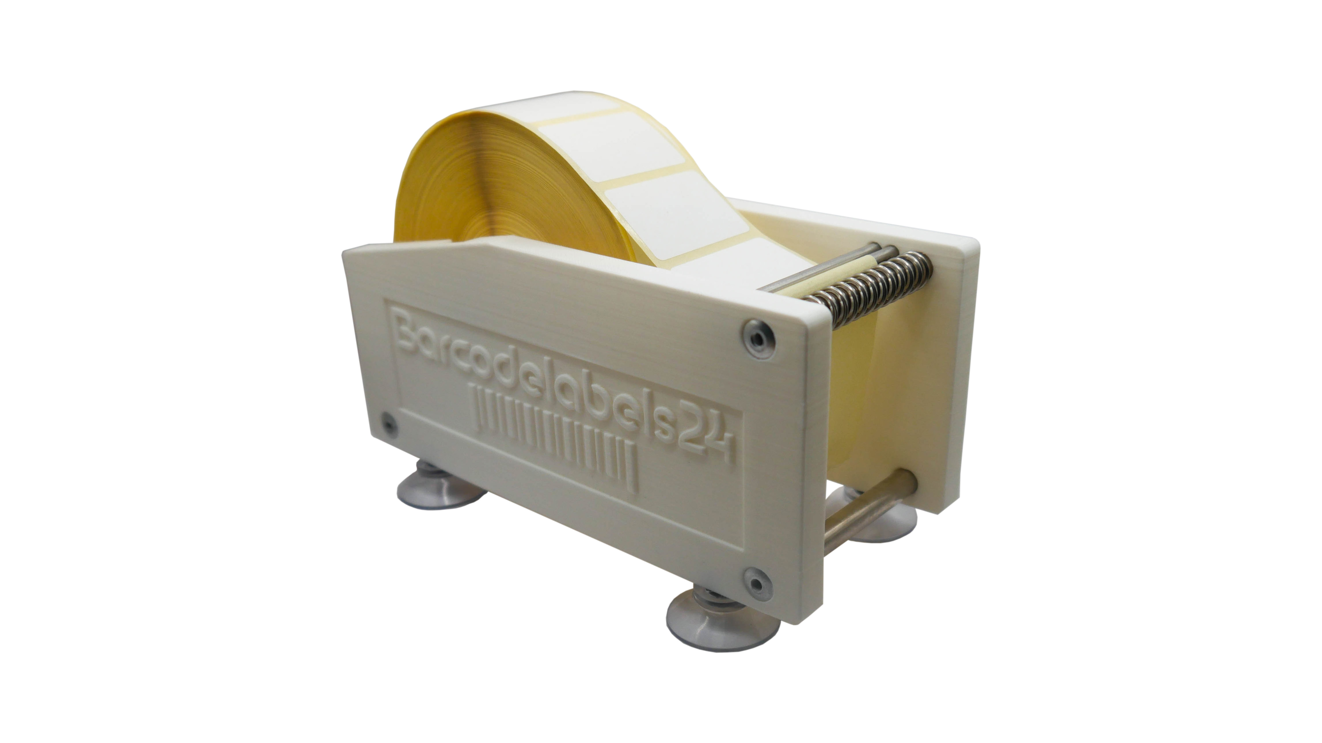 Manueller Spender für Etiketten | Mit Saugnäpfen | Aus robustem Kunststoff Weiß